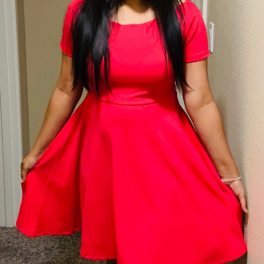 Solid pink off shoulder dress from AND